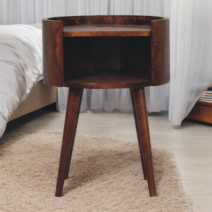 Artisan Furniture Solid Wood Chestnut Round Open Slot Bedside