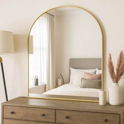 Akiko - Gold Metal Arched Mirror - 120cm x 95cm