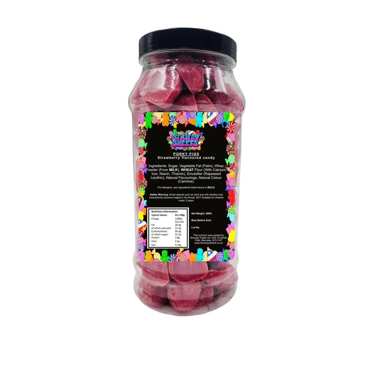 Pink Porky Pigs Chocolate Retro Sweets Gift Jar - 690g