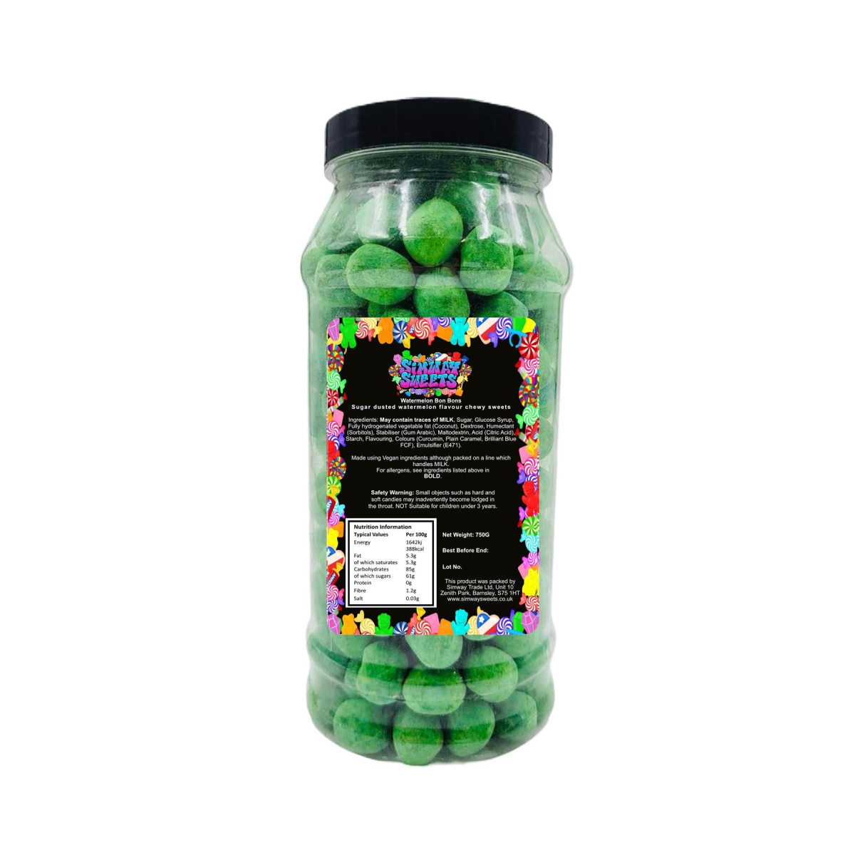Watermelon Flavour Bon Bons Retro Sweets Bon Bons Gift Jar - 750g