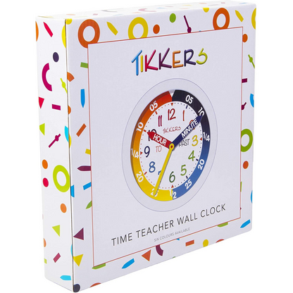 TIKKERS Childrens Time Teacher Wall Clock for Kids Room Black