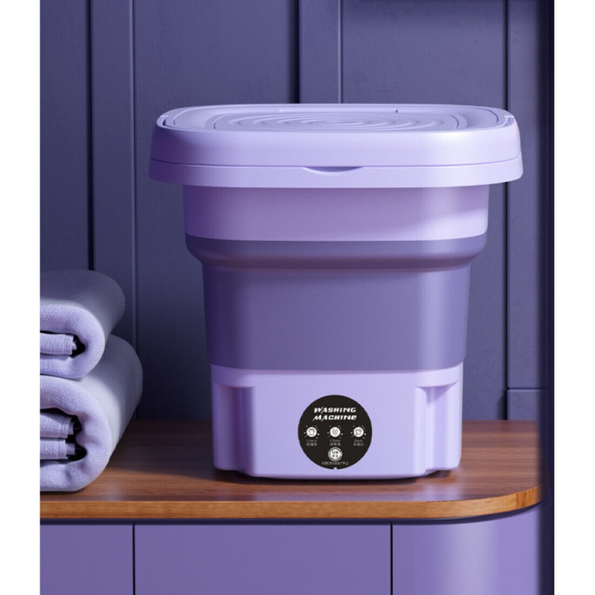 8L Portable Washing Machine Mini Washer Foldable Washer and Spin Dryer Travel UK Purple