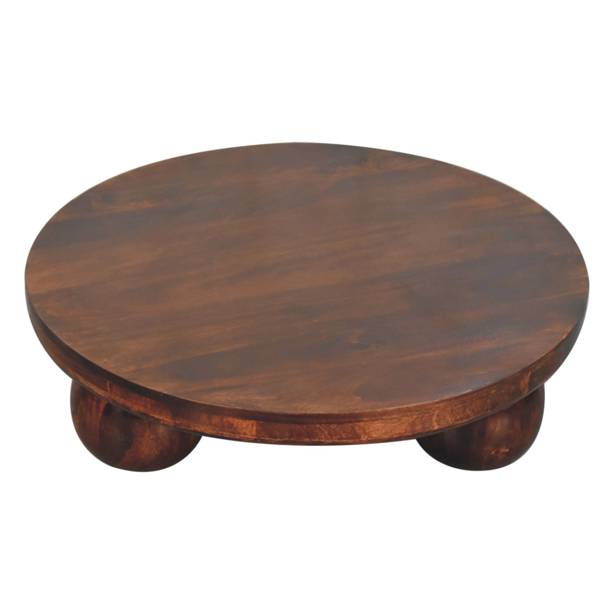 Artisan Furniture Solid Wood California Walnut Central Table with Ball Feet, Dark Brown