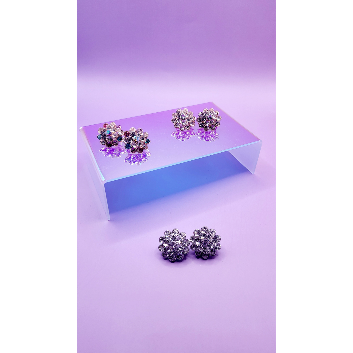 Flower Cluster Crystal Non Pierced Clip On Earrings