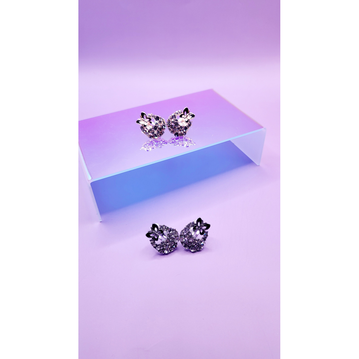 Butterfly Crystal Non Pierced Clip On Earrings