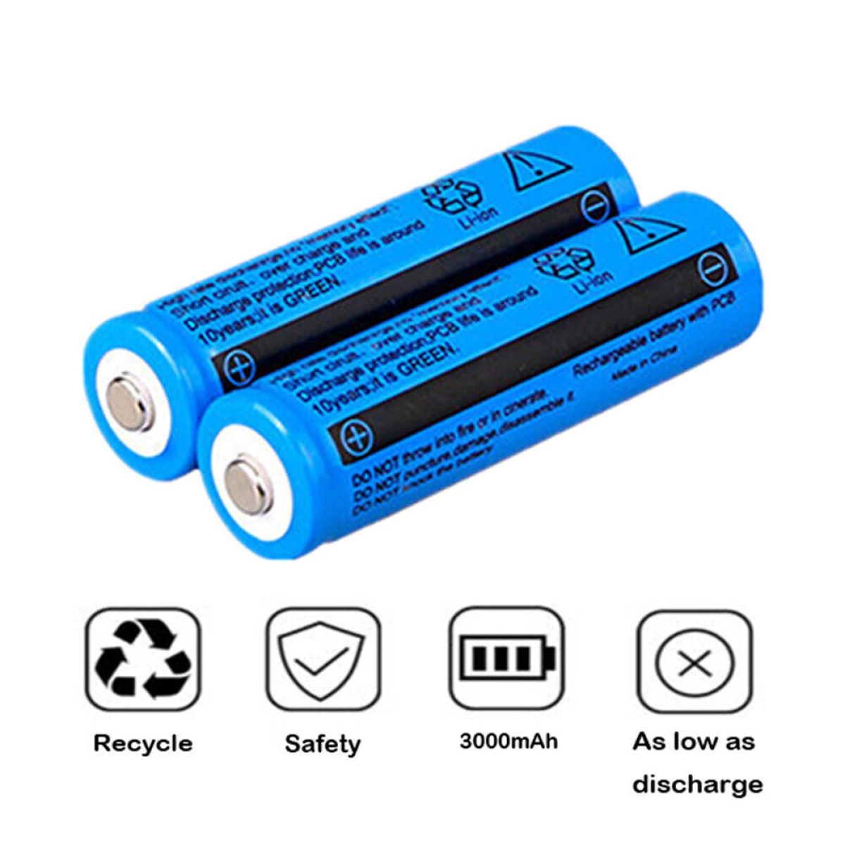 2pcs 3000mAh 18650 Rechargeable Batteries+1x USB Battery Charger Set For Fashlight headlamp