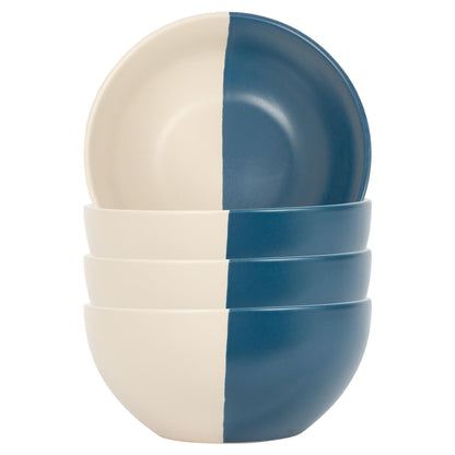16.5cm Colour Block Stoneware Cereal Bowls - Pack of 4