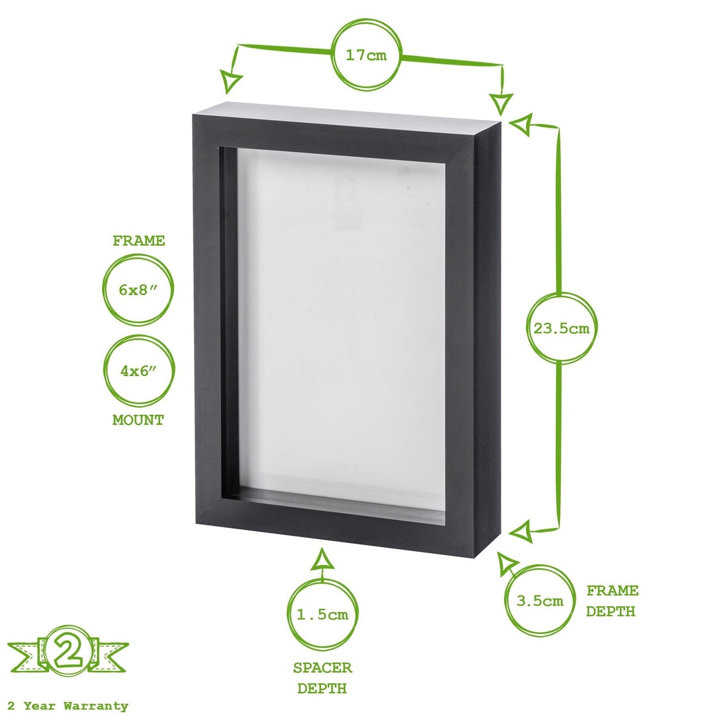 A5 (6" x 8") 3D Box Photo Frame with 4" x 6" Mount