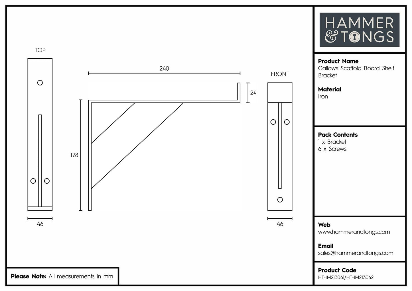 240mm Gallows Style Scaffold Board Shelf Bracket