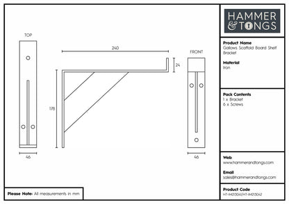 240mm Gallows Style Scaffold Board Shelf Bracket