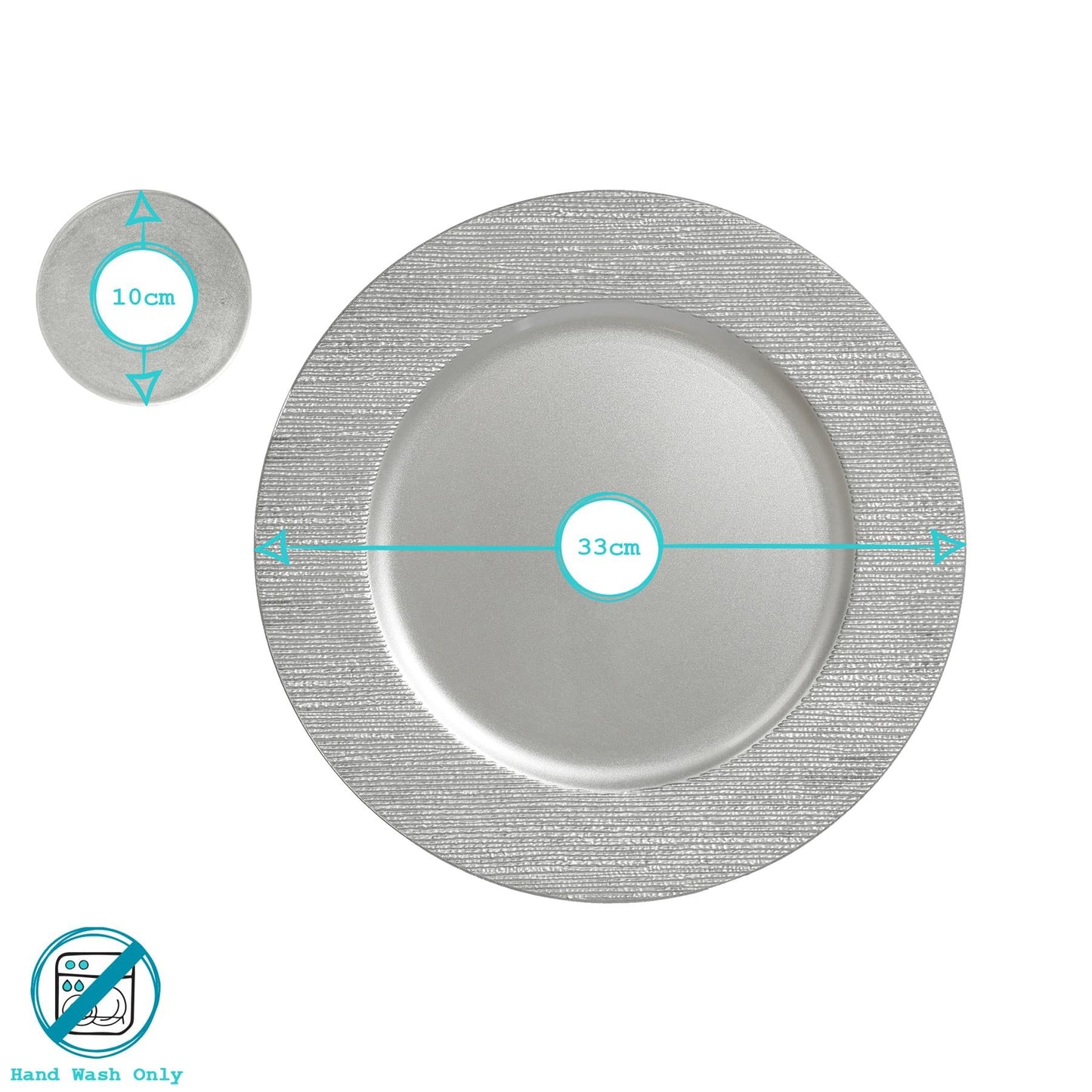 12pc Round Ribbed Charger Plates Set - 33cm