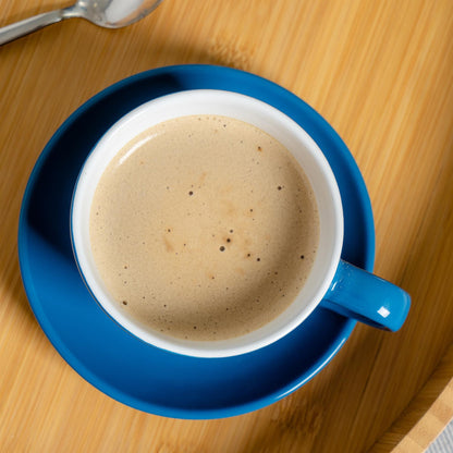 250ml Blue Cappuccino Cups & Saucers - Pack of Six