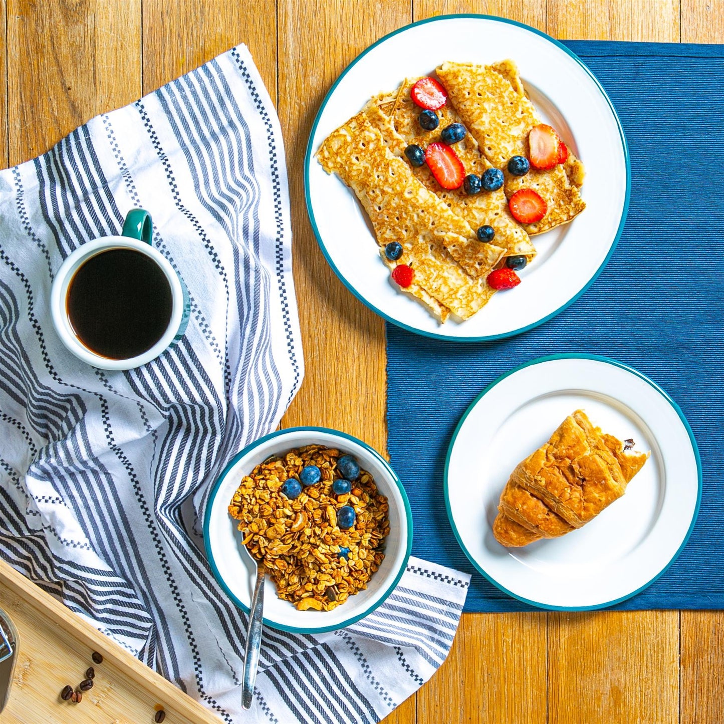 20cm White Enamel Side Plates - Pack of Six