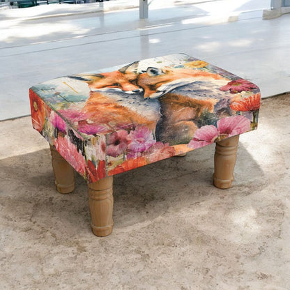 Minster Stylish Living Fox Floral Print Upholstered Ottoman Foot Stool