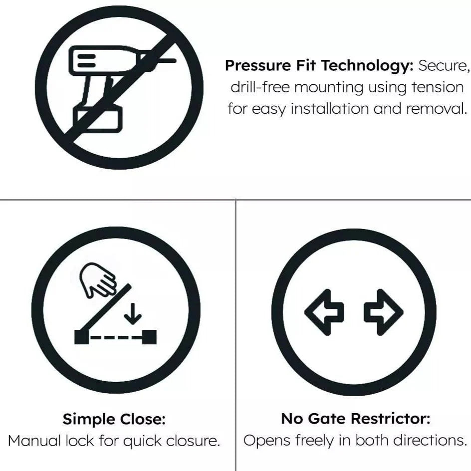 FYLO 2x Baby Safety Stair Gate  Pressure Fit 75-86cm (2 pack)
