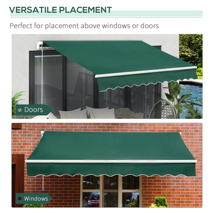 Outsunny Awning Canopy Manual Retractable Porch Sun Shade Shelter 3 X 2M Green