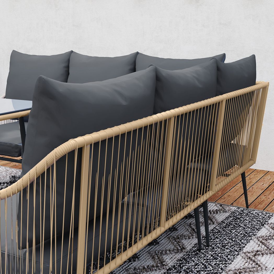 Outsunny 6 Piece Garden Furniture Set Garden Sofa with Cushions