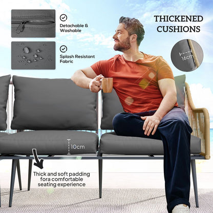 Outsunny 6 Piece Garden Furniture Set Garden Sofa with Cushions