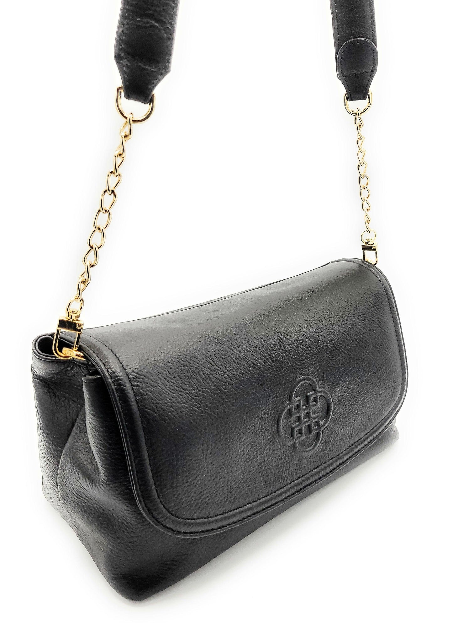 SADDLER ORLA Real Leather Designer Flapover Handbag with Chain Detail Strap