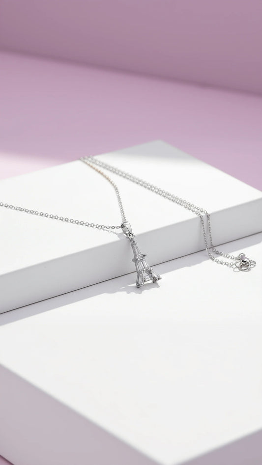 Eiffel Tower Parisian Crystal Pendant Necklace