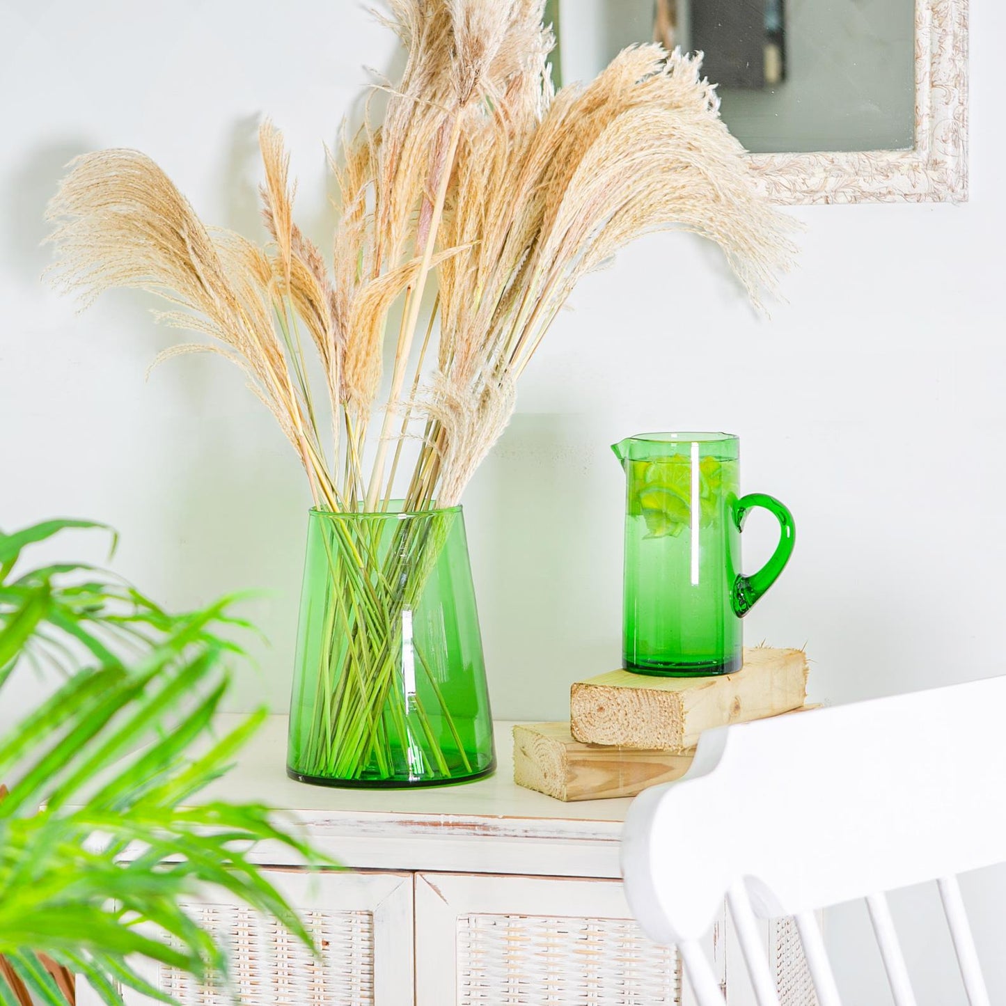 25cm Green Jebel Recycled Glass Vase