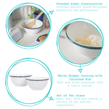 White Enamel Mixing Bowl Set