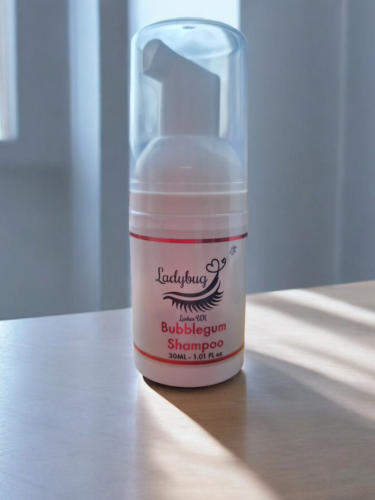 Bulk 30ml Lash Shampoo Bubble Gum – Pack of 18 with Display Stand