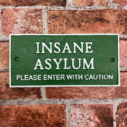 27CM CAST IRON INSANE ASYLUM WALL PLAQUE