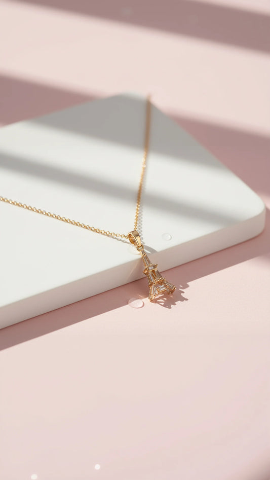 Eiffel Tower Parisian Crystal Pendant Necklace