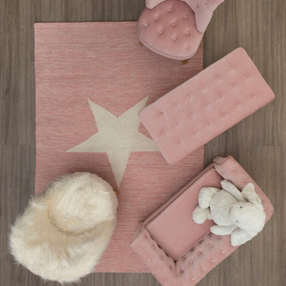 Pink and White Star Rug