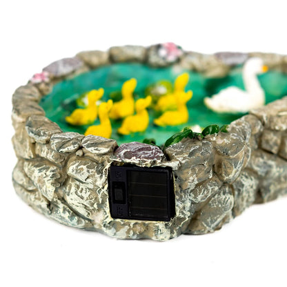 Solar-Powered Pond Family Duck & Ducklings Ornament
