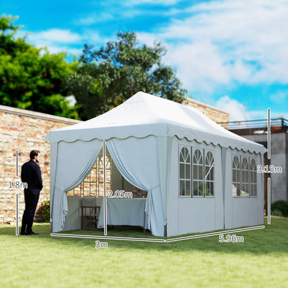 Outsunny 3 x 6m Pop Up Gazebo with Sides and Carry Bag, UPF50+, White