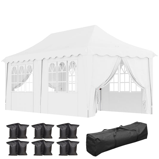 Outsunny 3 x 6m Pop Up Gazebo with Sides and Carry Bag, UPF50+, White