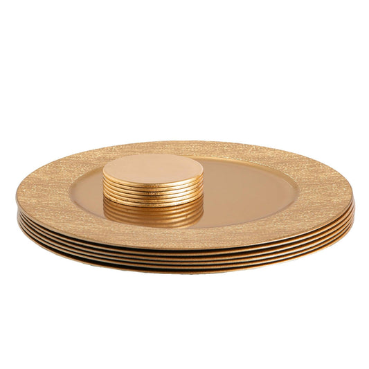12pc Round Ribbed Charger Plates Set - 33cm