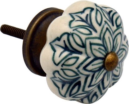 Vintage Floral Ceramic Cabinet Knob