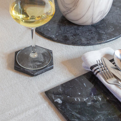 Hexagonal Marble Coasters - 10cm - Pack of Six