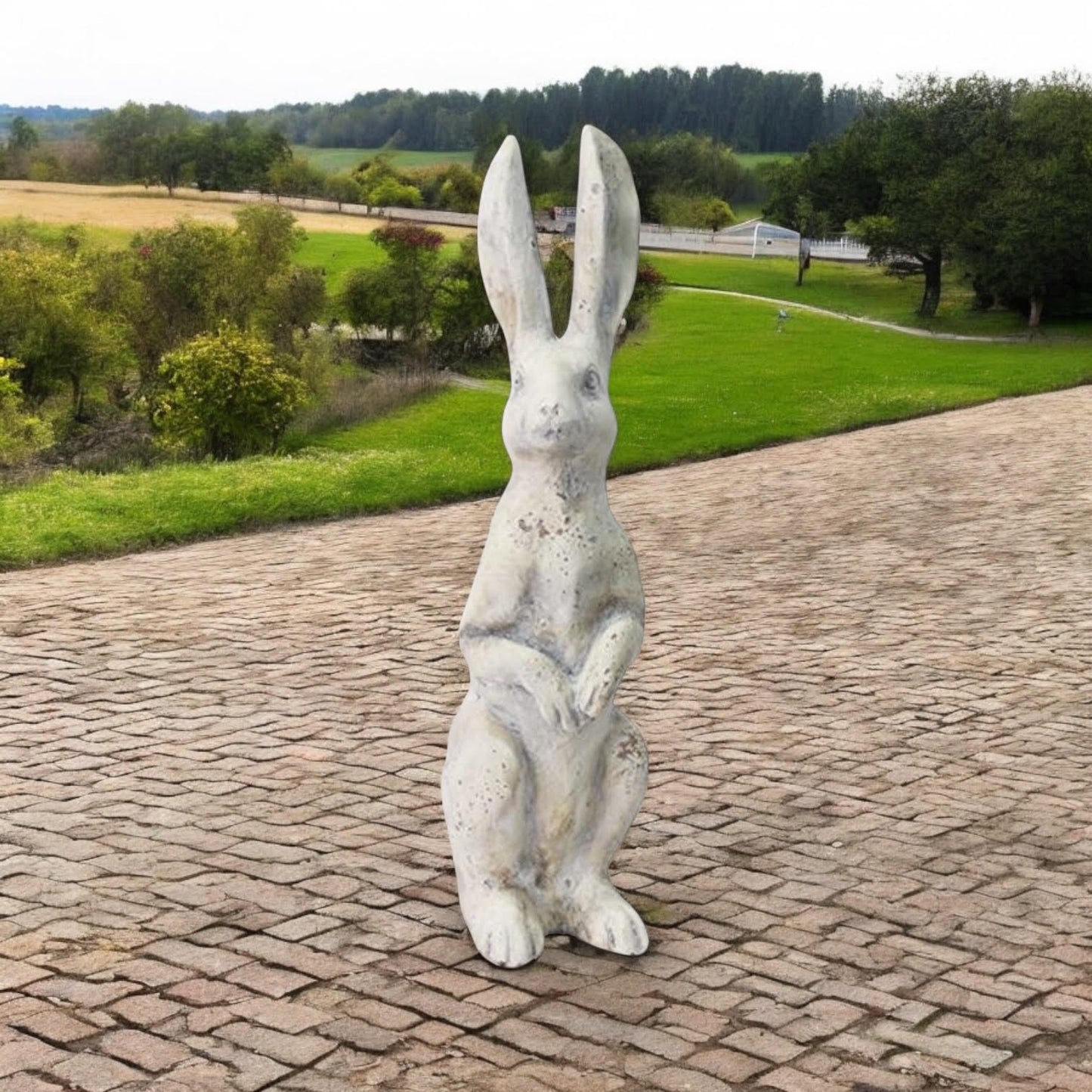 40CM CREAM RESIN RABBIT
