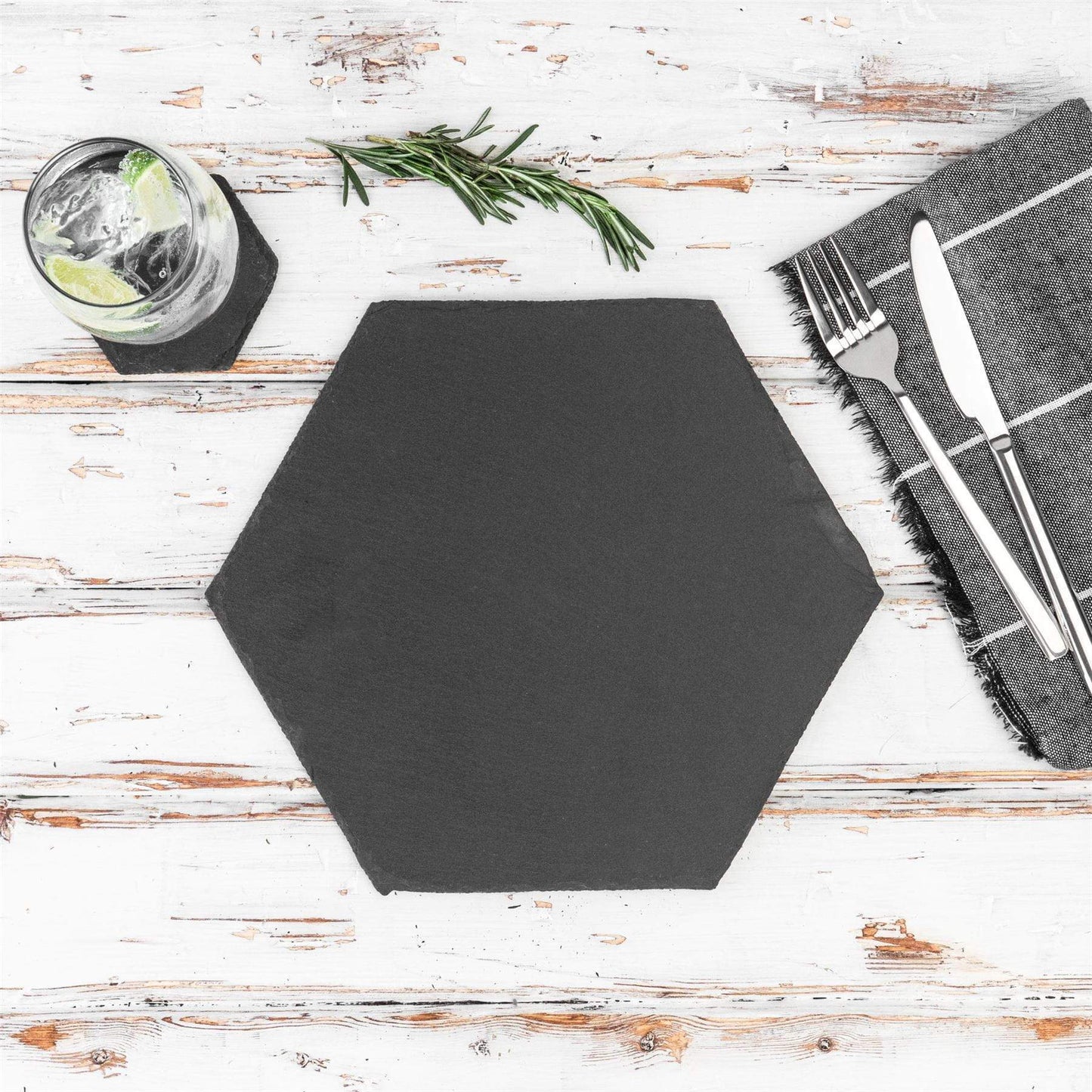 30cm Hexagon Slate Placemats - Pack of Six