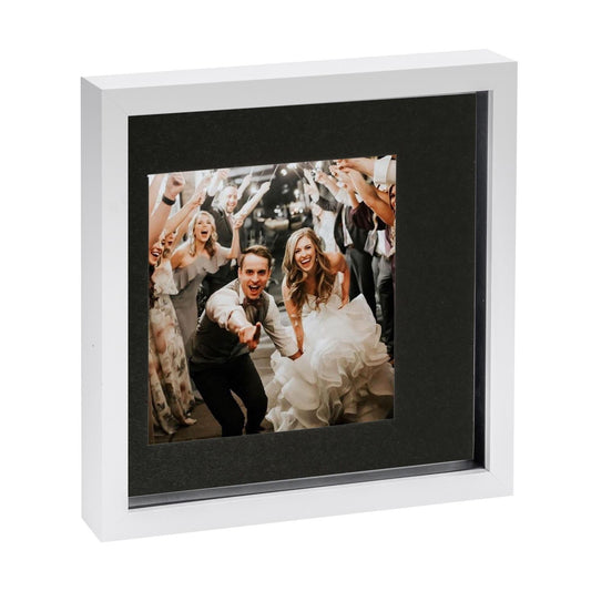 10" x 10" White 3D Box Photo Frame - with 6" x 6" Mount