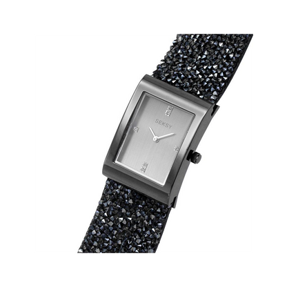 Seksy Rocks® Ladies Watch Grey Case & Leather Strap with Grey Dial 2654