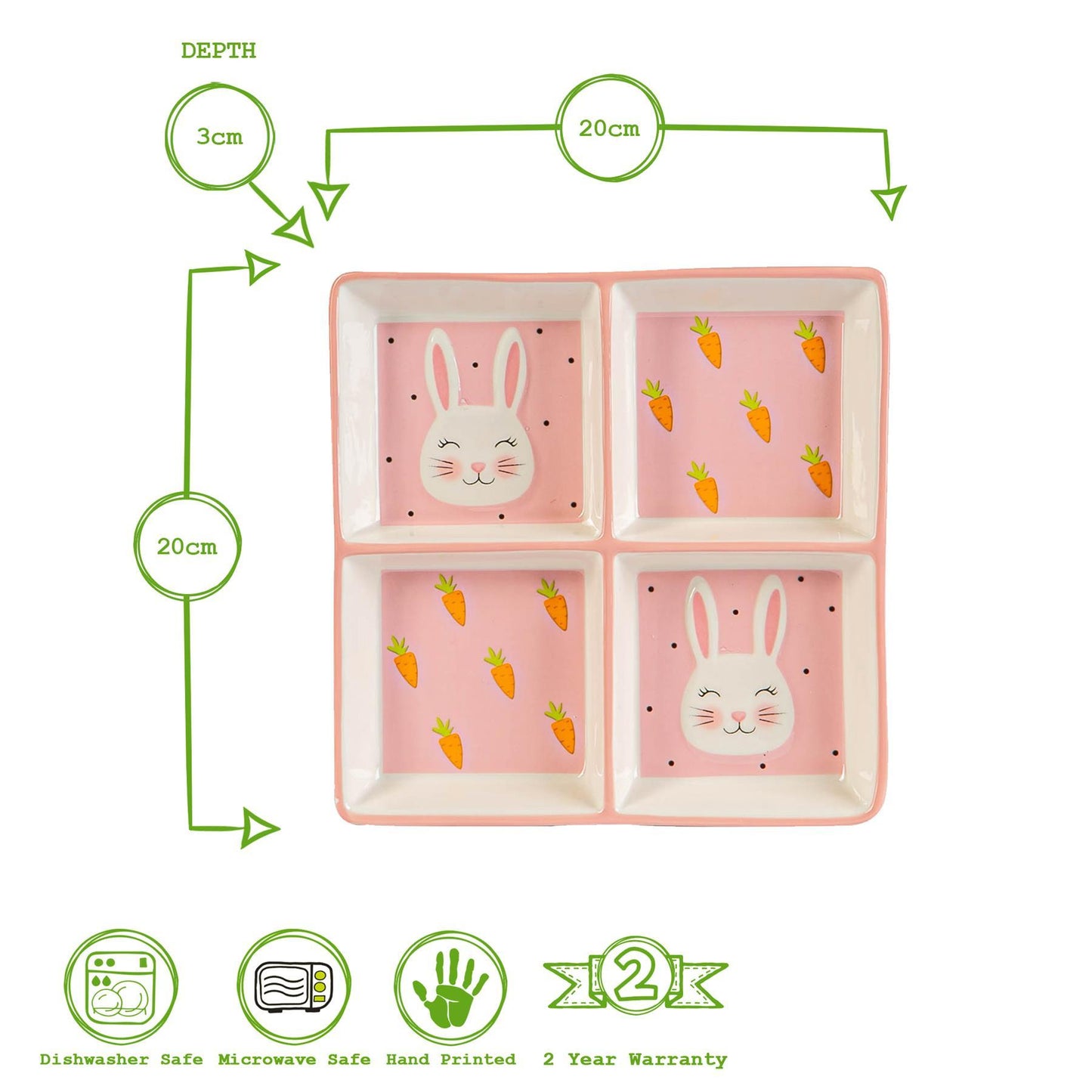 Bunny Snack Plate - Four Segments