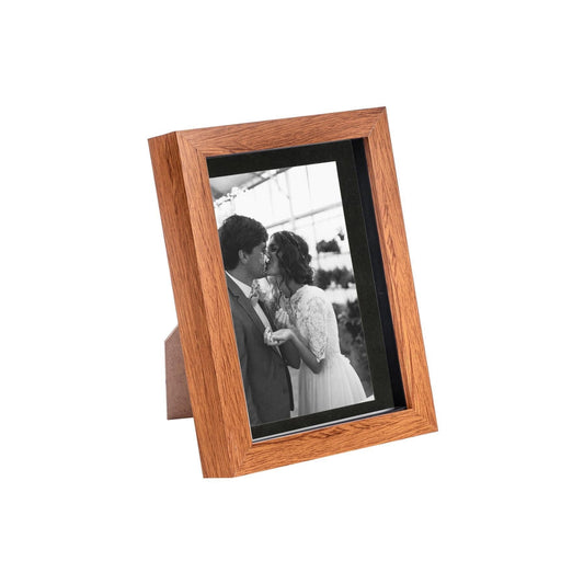 5" x 7" Dark Wood 3D Box Photo Frame - with 4" x 6" Mount