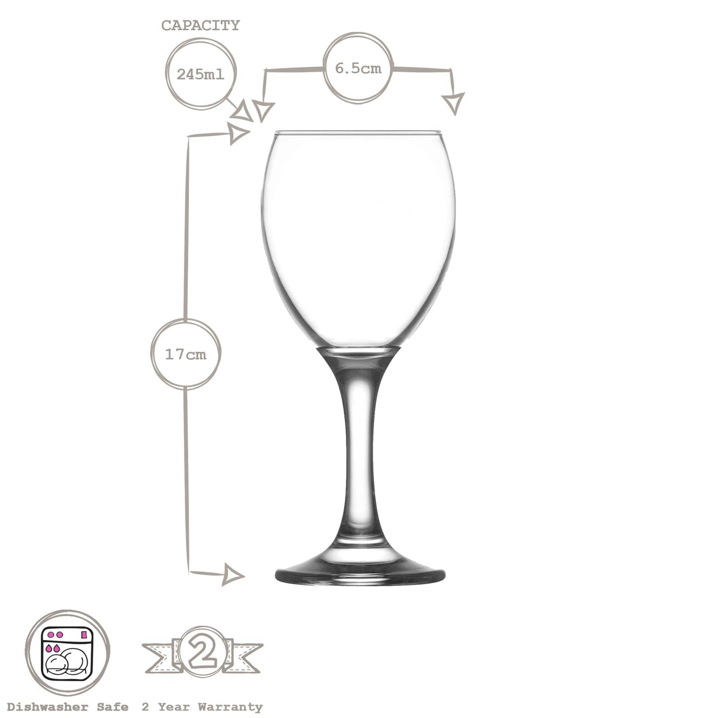 245ml Empire White Wine Glasses - Pack of Six
