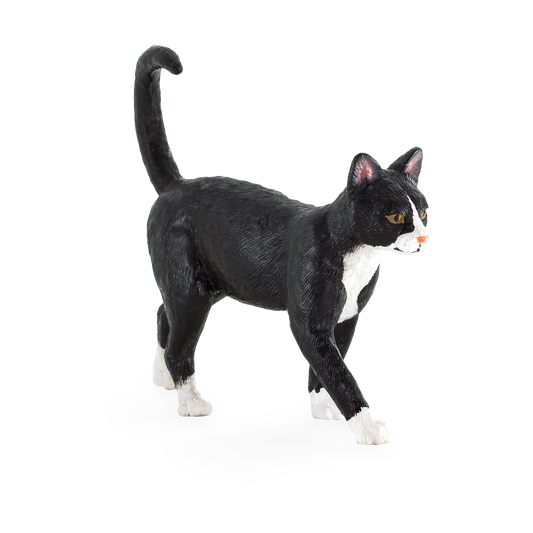 Cat Black & White Toy Realistic Pet Figurine
