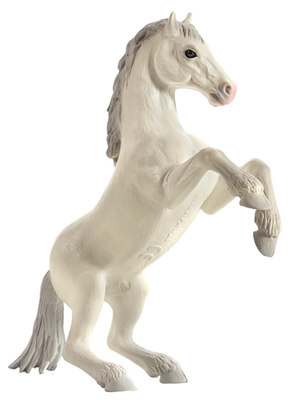 Mustang Rearing White Horse Toy Realistic Equestrian Figure