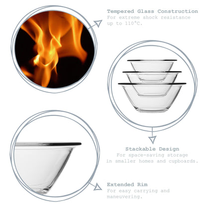 1.5L Clear Mr Chef Glass Nesting Mixing Bowl