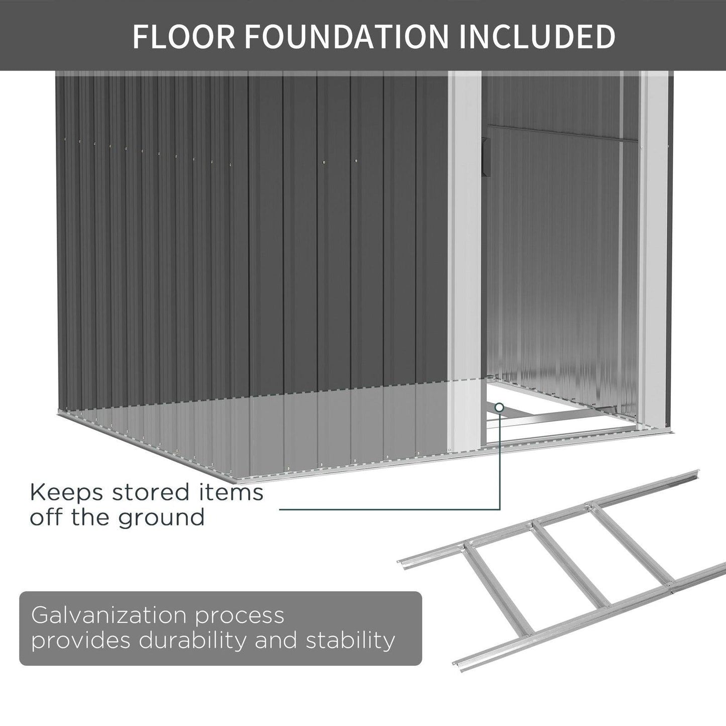 Galvanised 5 x 4' Single Door Apex Shed Steel Grey by Steadfast