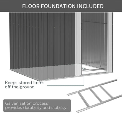 Galvanised 5 x 4' Single Door Apex Shed Steel Grey by Steadfast