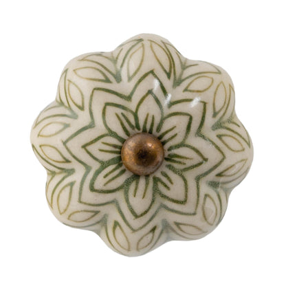 Vintage Floral Ceramic Cabinet Knob