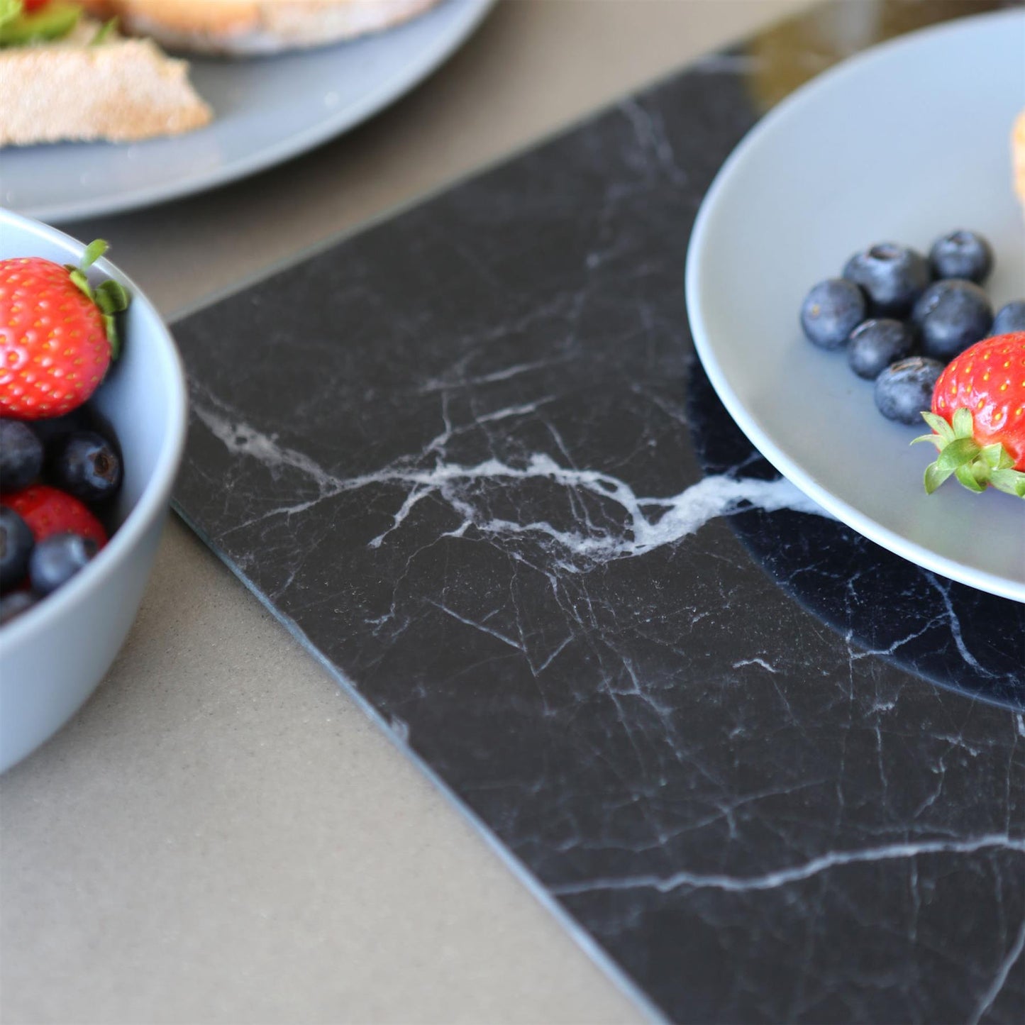 12pc Rectangle Glass Placemats & Square Coasters Set - 40cm x 30cm - Marble